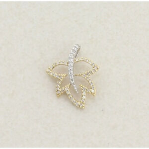 Pendant Only 14k White Gold and Yellow Gold Diamond Necklace Leaf Pendant